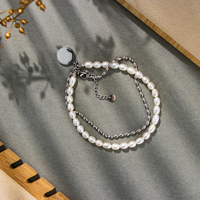 Titanium Beige Pearl Necklace