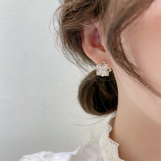Clover Stud Earring - Gold Vermeil with Zircon - Design inspired by Wheel of Fortune